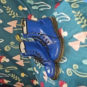 Dr. Martens 1460 W Patent In Blue For Women Blue Patent Boots